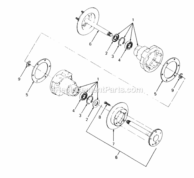 Rear Axle Carrier Diagram and Parts List for 2084 836000-864500, 143-733-100, 144-733-100 Cub Cadet Lawn Tractor